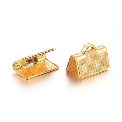 201 Stainless Steel Ribbon Crimp Ends STAS-L214-11G-1