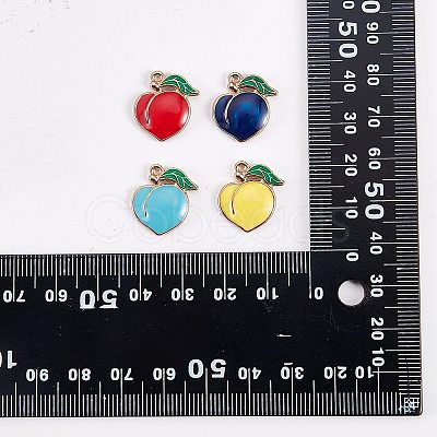 30Pcs 5 Colors Rack Plating Alloy Enamel Pendants ENAM-SZ0005-84-1