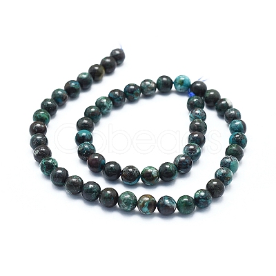 Natural Chrysocolla Azurite Beads Strands G-D0010-08-8mm-1