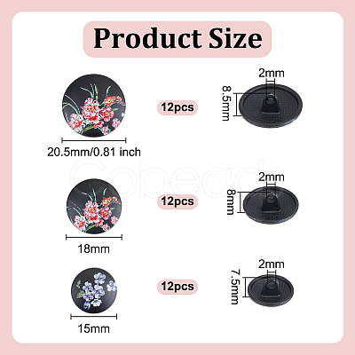 36Pcs 3 Styles Alloy Buttons FIND-OC0013-17-1