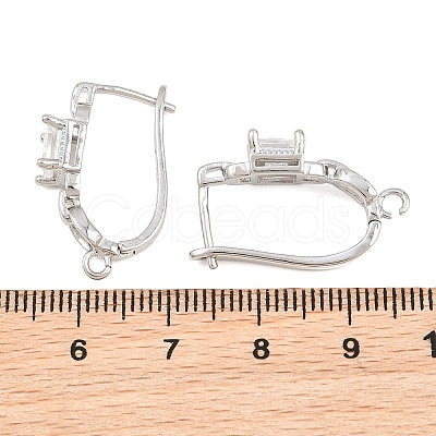 Brass Micro Pave Cubic Zirconia Hoop Earring Findings CU-CBAB5B4-07P-1