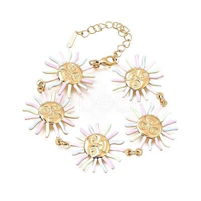 304 Stainless Steel Enamel Link Chain Bracelets for Women SA-K003-05G-1
