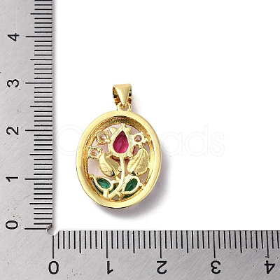 Rack Plating Brass Micro Pave Colorful Cubic Zirconia Enamel Pendants KK-G488-15G-1