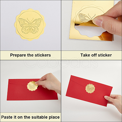 40 Sheets 4 Styles Plastic Self Adhesive Gold Foil Embossed Stickers DIY-CP0010-39-1