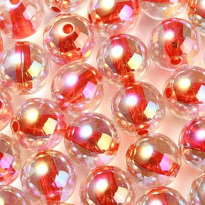 UV Plating Transparent Rainbow Iridescent Acrylic Beads OACR-F004-01E-1