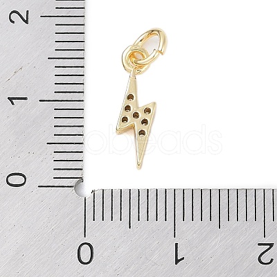 Rack Plating Brass Micro Pave Clear Cubic Zirconia Charms X-KK-Z060-14G-1