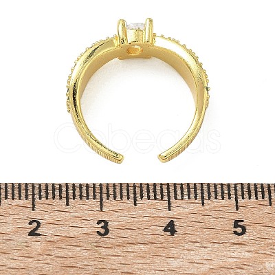 Brass Micro Pave Cubic Zirconia Cuff Open Rings RJEW-C163-06G-1