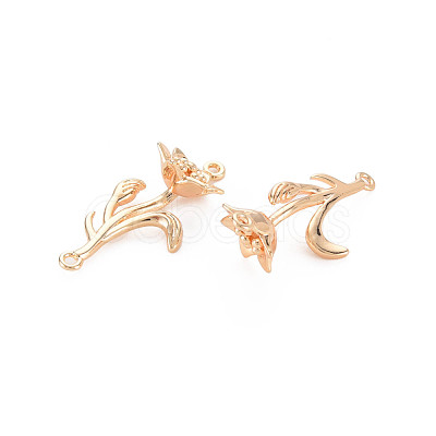 Brass Birth Flower Connector Charms KK-S364-236-1