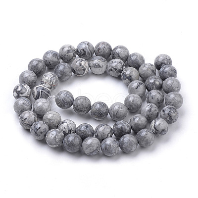 Natural Map Stone/Picasso Stone/Picasso Jasper Beads Strands G-S259-09-8mm-1