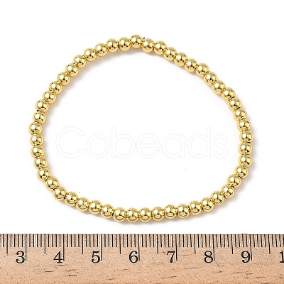 Brass Round Beaded Stretch Bracelets for Men Women BJEW-B148-05B-G-1