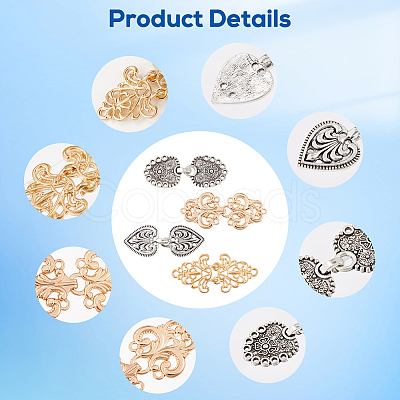 4Pcs 4 Styles Alloy Interlocking Clasps FIND-GF0007-16-1
