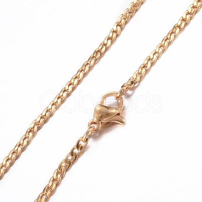 304 Stainless Steel Curb Chain Necklaces NJEW-P147-05G-1
