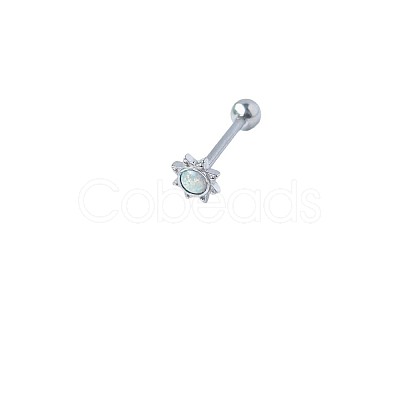 Sun 316L Surgical Stainless Steel with Synthetic Opal Tongue Rings FS-WGFD6E3-03-1