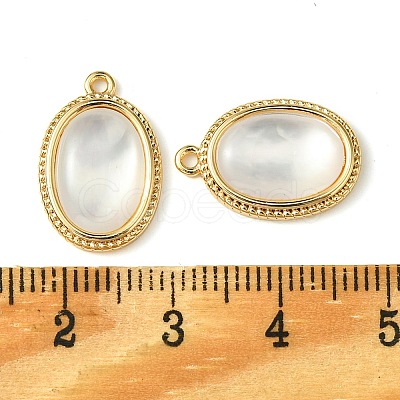 Brass Pave Shell Pendants KK-M277-06A-G-1