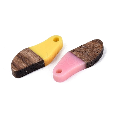 Opaque & Transparent Resin & Walnut Wood Pendants RESI-N053-27-1