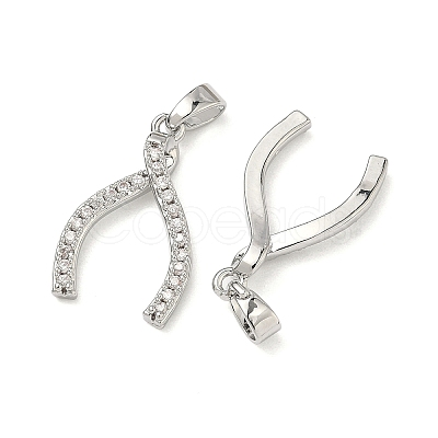 Brass Micro Pave Clear Cubic Zirconia Pendants KK-H254-13P-1
