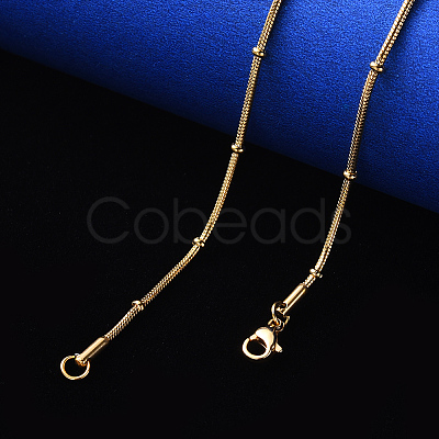 PVD Vacuum Plating 304 Stainless Steel Round Snake Chain Necklace NJEW-S420-009A-G-1