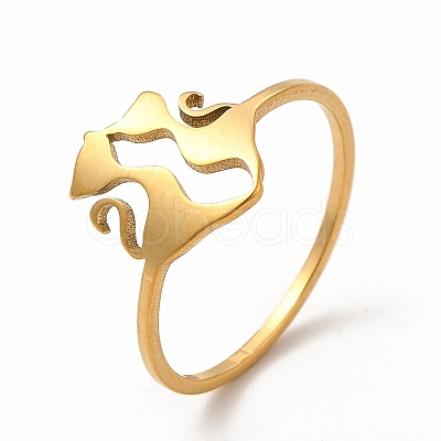 304 Stainless Steel Double Cat Finger Ring for Women RJEW-K239-04G-1