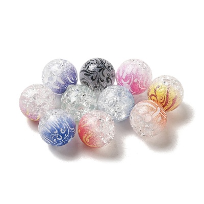 Duotone Spray Painted Crackle Acrylic Beads OACR-G029-02-1