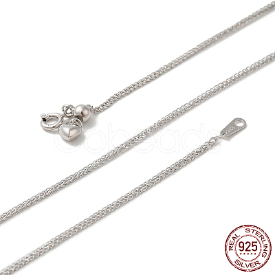Anti-Tarnish Rhodium Plated 925 Sterling Silver Wheat Chains Necklace for Women STER-I021-02B-P-1
