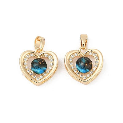 Brass Micro Pave Cubic Zirconia Pendants X-KK-R213-03G-1