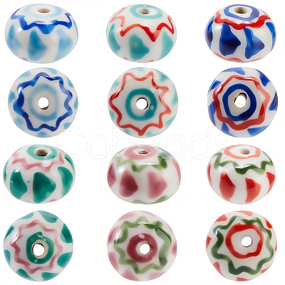 18Pcs 6 Colors Handmade Porcelain Beads PORC-PA0001-31-1