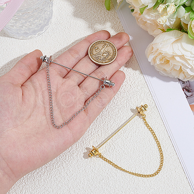 2Pcs 2 Colors Brass Tie Clip AJEW-CY0002-71-1
