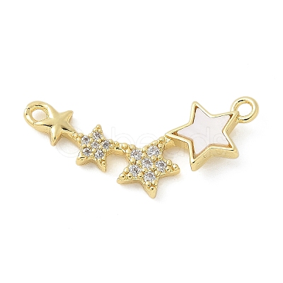 Brass Micro Pave Clear Cubic Zirconia Connector Charms KK-K298-27G-1