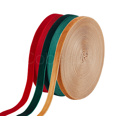 3 Rolls 3 Colors Single Face Velvet Ribbons SRIB-AR0001-17-1
