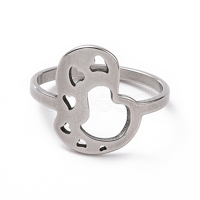 Non-Tarnish 201 Stainless Steel Heart Finger Ring RJEW-J051-33P-1