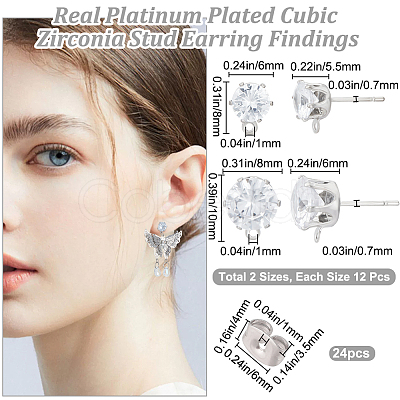 Beebeecraft 12 Pair 6 Style Diamond Shape Brass Stud Earring Findings KK-BBC0012-77-1