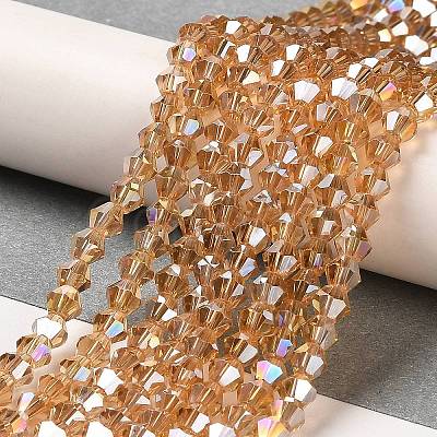 Transparent Electroplate Glass Beads Strands GLAA-F029-3mm-A18-1
