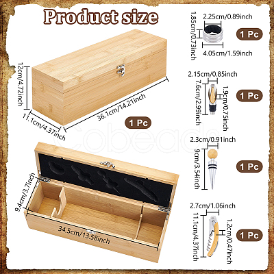 Wooden Wine Gift Packing Boxes with Clasps and 4Pcs Wine Openers CON-WH0089-269-1