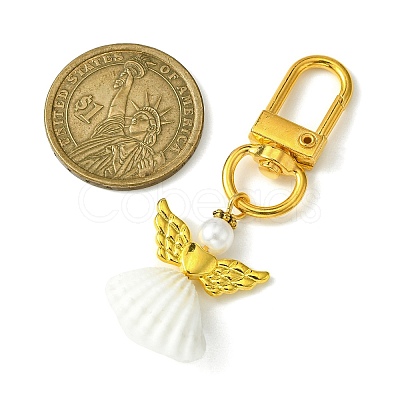Angel Shell Pendant Decorations HJEW-JM01750-1