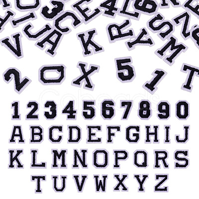 36Pcs 2 Sets 2 Styles Letter A~Z & Number 0~9 Polyester Embroidery Sew On Patches Sets PATC-TA0001-55G-1