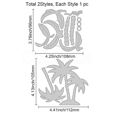 2Pcs 2 Styles Summer Theme Carbon Steel Cutting Dies Stencils DIY-WH0309-918-1