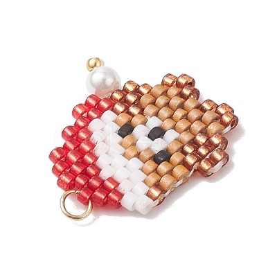 Christmas Themed Glass Seed Beaded Pendants PALLOY-MZ00868-05-1