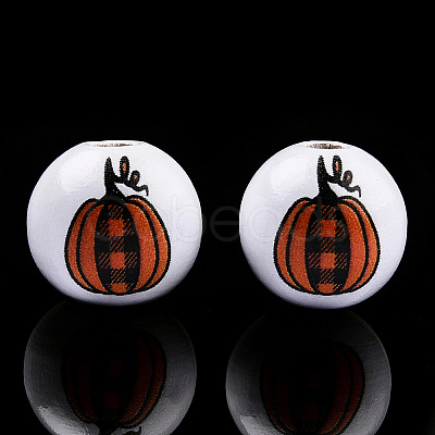 Halloween Theme Printed Natural Wood Beads WOOD-TAC0021-22A-1