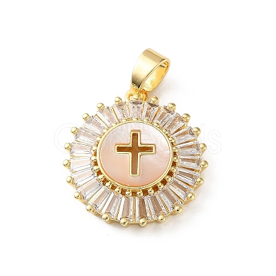 Brass Micro Pave Clear Cubic Zirconia Pendants SH-CBA03AF-14C-G-1