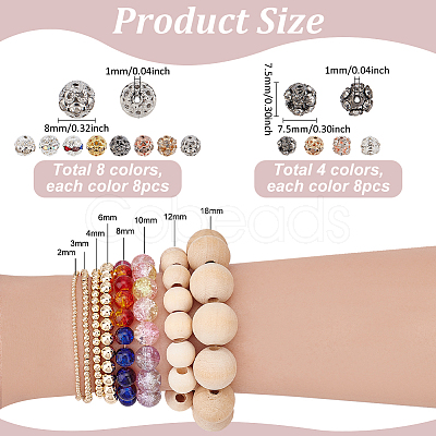96Pcs 12 Colors Brass Rhinestone Beads KK-PH0011-02-1
