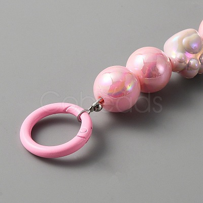 Rainbow Plated Opaque Acrylic Round & Paw Print Bead Chain Bag Straps PURS-WH0001-50D-1