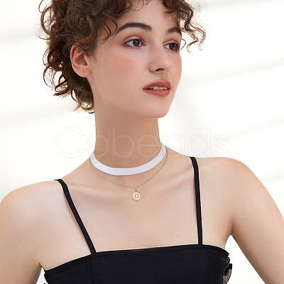 Flat Round with Letter O Alloy Enamel Pendant Necklaces for Women NJEW-TAC0033-1
