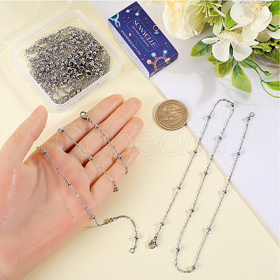 SUNNYCLUE 12Pcs 304 Stainless Steel Satellite Chain Necklaces Set NJEW-SC0001-14B-1