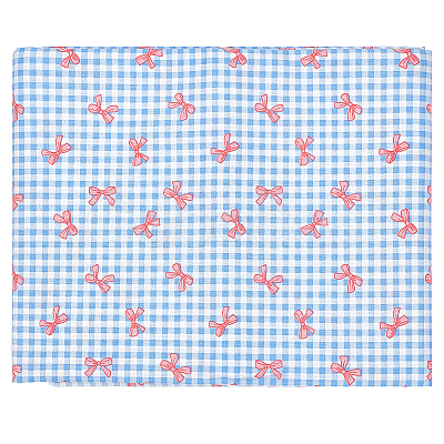 Bowknot & Tartan Pattern Cotton Fabric DIY-WH0890-31B-1