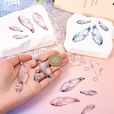 DIY Transparent Resin Wing Dangle Earring Making Kit DIY-TA0010-23-1