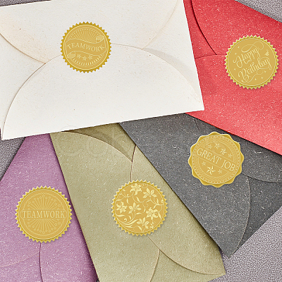 Plastic Self Adhesive Gold Foil Embossed Stickers DIY-WH0211-042-1