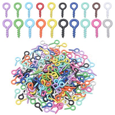500Pcs 20 Style Spray Painted Iron Screw Eye Pin Peg Bails IFIN-SC0001-48-1