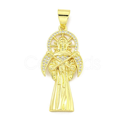 Rack Plating Brass Micro Pave Clear Cubic Zirconia Pendants KK-B091-30G-05-1