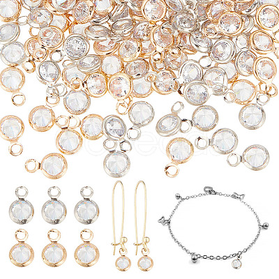 120Pcs 2 Colors Brass Micro Pave Cubic Zirconia Charms FIND-HY0003-62-1
