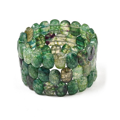 Dyed & Heated Natural Agate Oval Beaded Stretch Bracelet G-E010-01-1